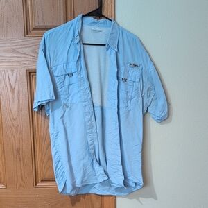 Columbia PFG Men's Light Blue Short Sleeve Jacket